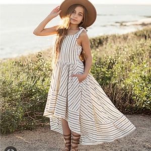 Joyfolie high low black and white striped dress